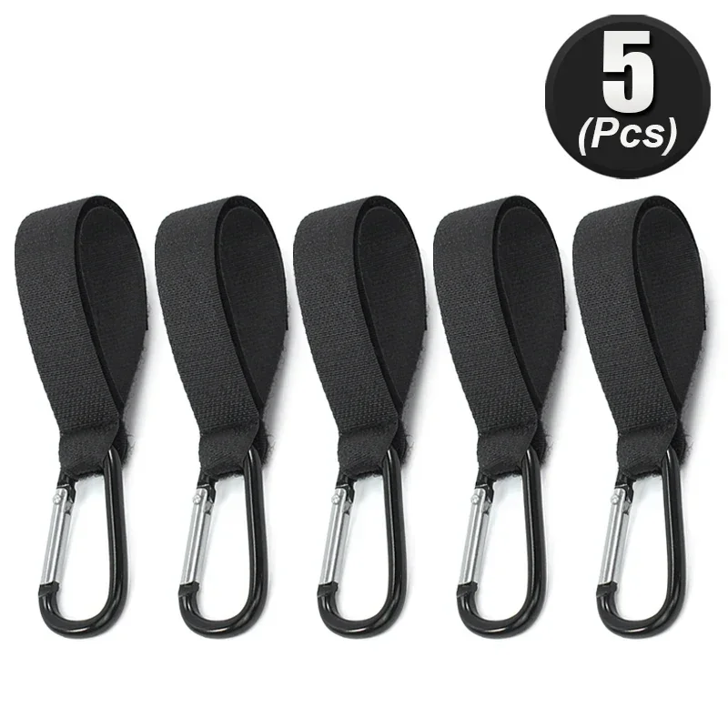 Crochets de poussette bébé en alliage d'aluminium et nylon 5 pièces noire sécurisés et durables