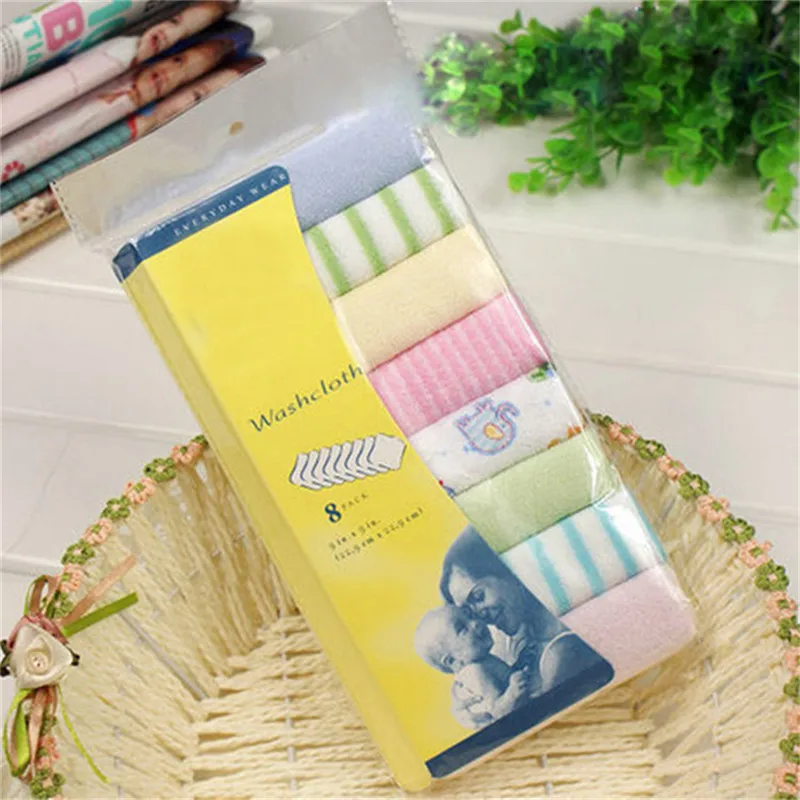 Ensemble 8 serviettes bébé coton doux serviettes toilette bain lingettes alimentation nouveauné 01 ans 8 pièce