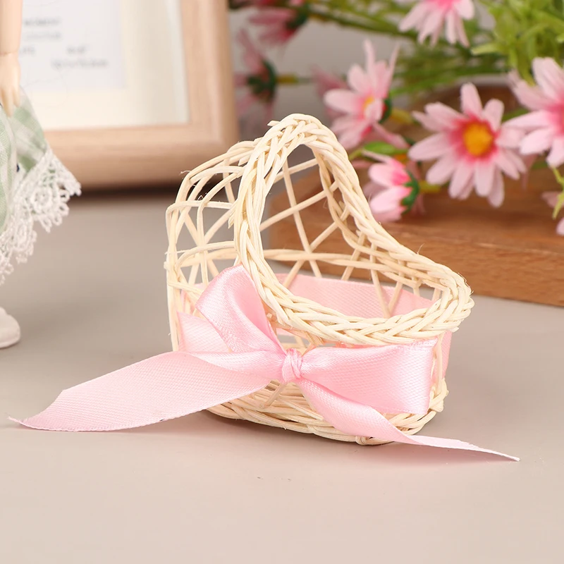 Panier en osier pour poupée accessoire de maison de poupée 1:12 rose décoration jouet éducatif artisanal quali