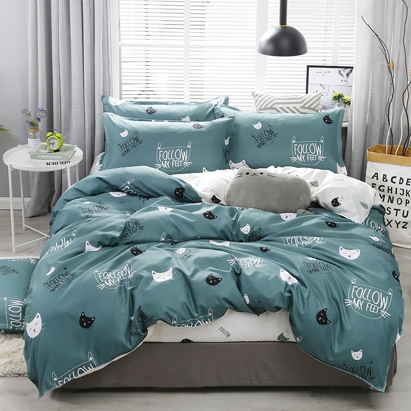 Ensemble literie bébé couette housse oreillers motifs chats patchwork doux conforturable