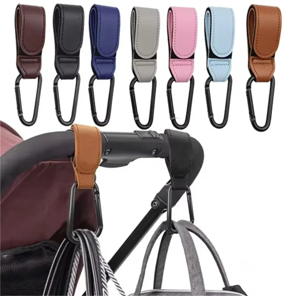 Crochet de poussette en cuir PU accessoires rotatifs 360° sacs à langer style moderne 2 pièces 6 coloris