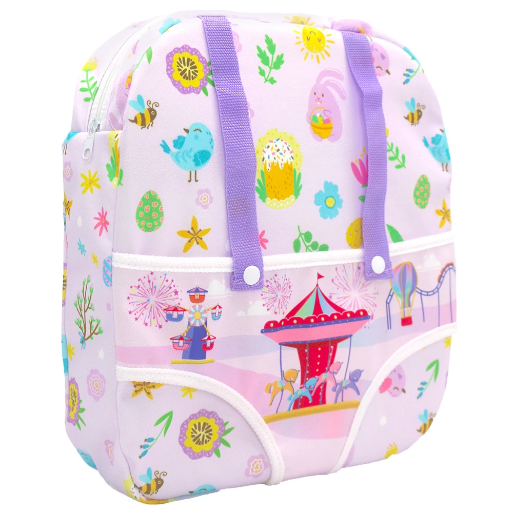 Sac à dos poupée bébé portable design coloré pour fille enfant 312 ans portage ludique motifs festifs polyeste