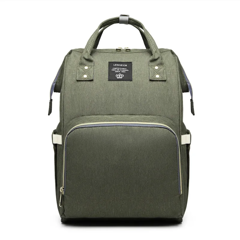 Sac à dos bébé maternité LEQUEEN imperméable vert olive poches multiples bretelles ajustables portage bébé con