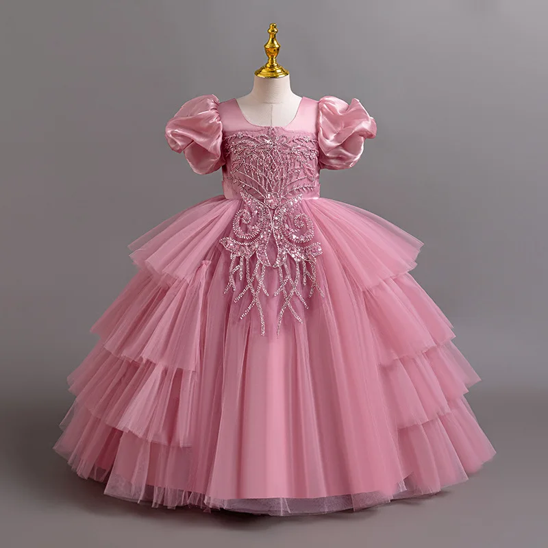 Robe de communion enfants robe de cérémonie fille tulle et satin strass 412 ans occasion spéciale style prince