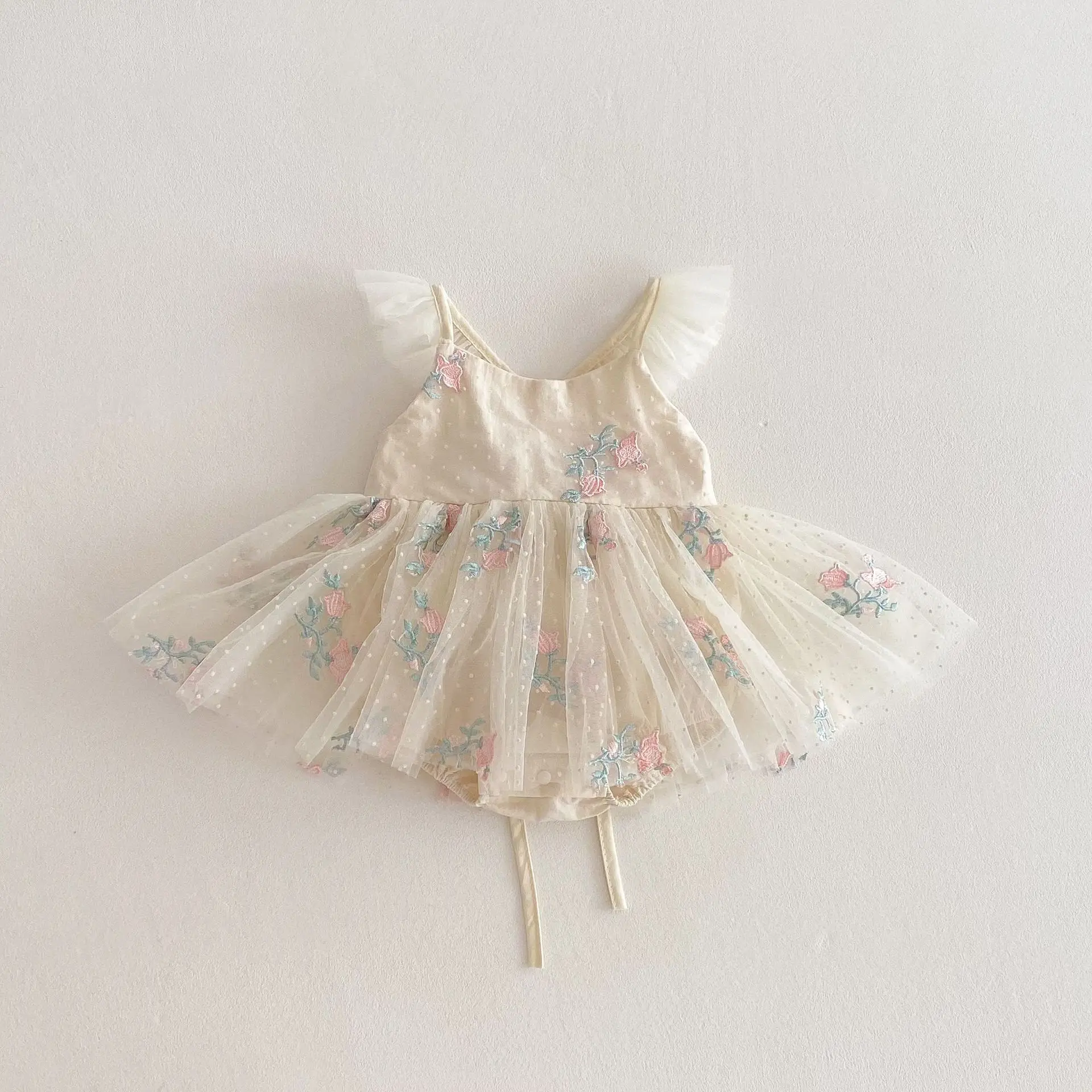 Robe barboteuse brodée de fleurs pour bébé fille robe de princesse en coton tulle floral occasions spéciales a