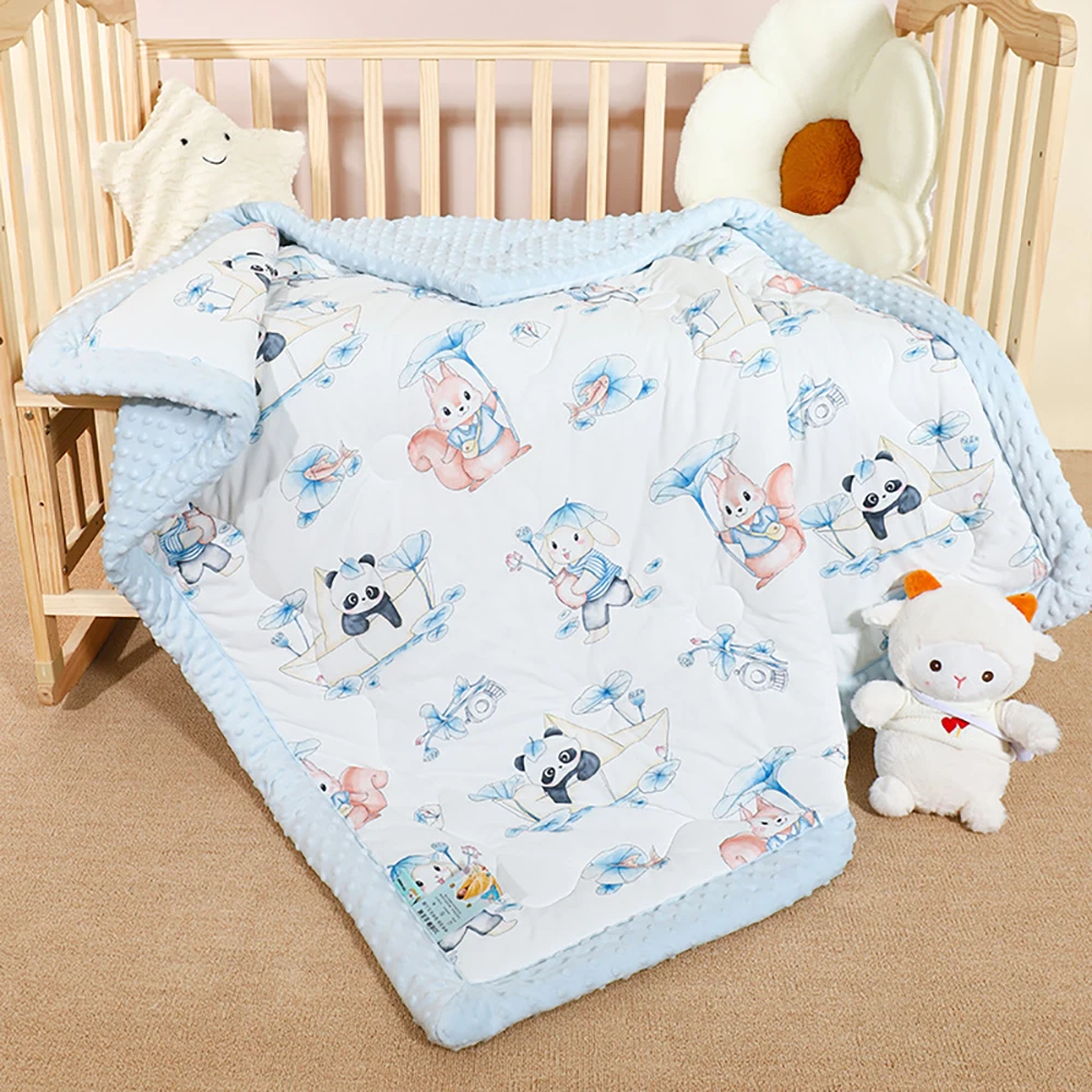 Couette bébé 100x75 cm motifs animaux cartoon douce chaleur confort lit poussette