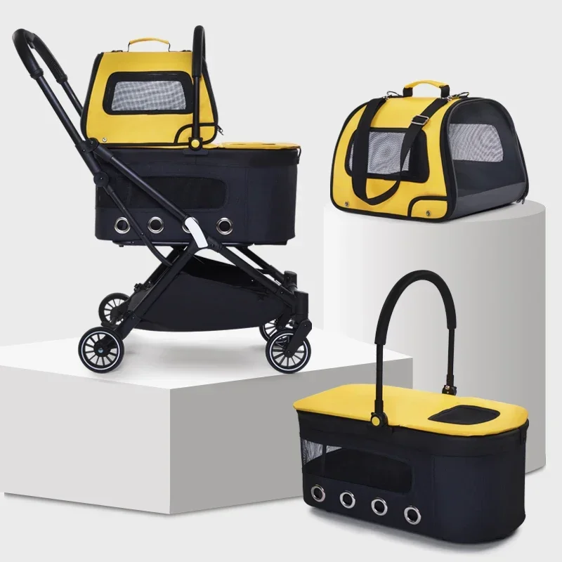 Poussette de Voyage Amovible pour Chat et Chien Transport Sac détachable Pliable et Luxueux pour Animaux de Co