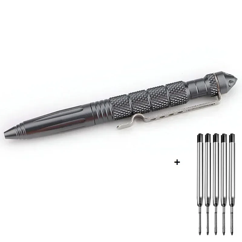 Stylo personnel multifonctionnel en métal noir et gris écriture quotidienne extérieur clip intégré texture ant