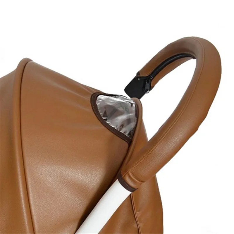 Housse d'accoudoir de poussette en cuir PU lavable pliable universelle avec fermeture éclair poignée antifatig