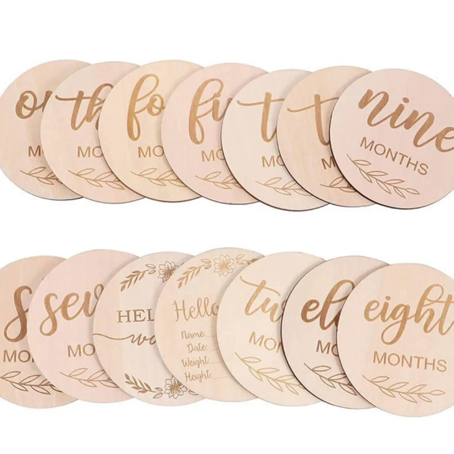 Accessoires de photographie pour nouveaunés 7 pièces cartes de jalon mensuelles en bois cadeaux de réception p