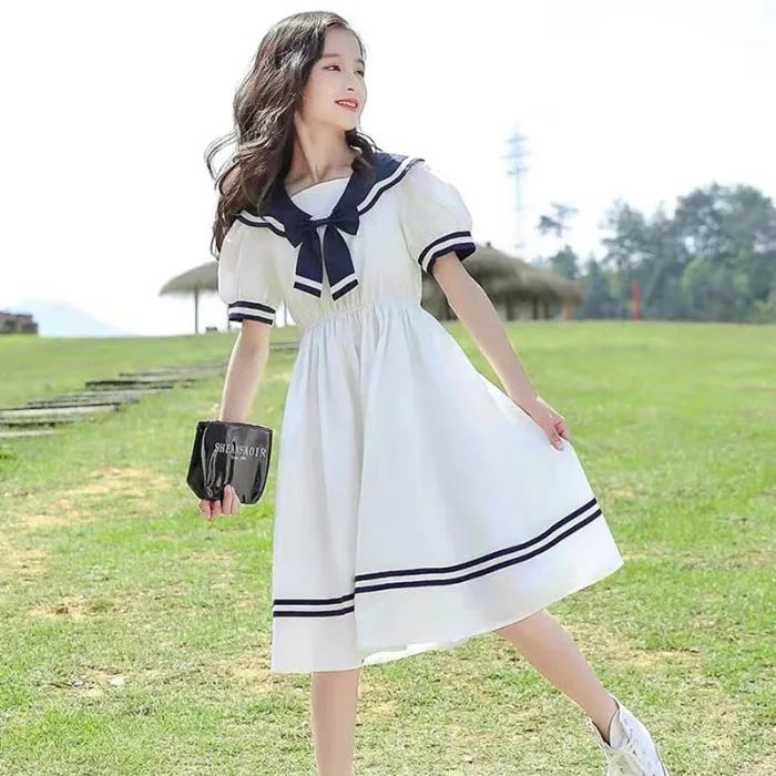 Robe princesse fille style été coréen col polo vêtements enfants mode tendance été 2023 qualité supérieure res
