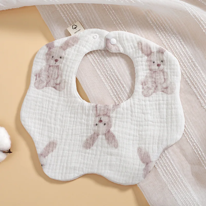 Bavoirs en mousseline de gaze pour bébé bavoirs en coton doux motifs lapins boutons pression 01 ans protègevêt