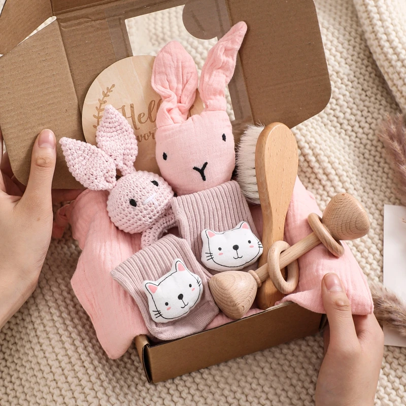Ensemble serviette bébé Levol accessoires photo cartes commémoration linge de toilette cadeau naissance rose p