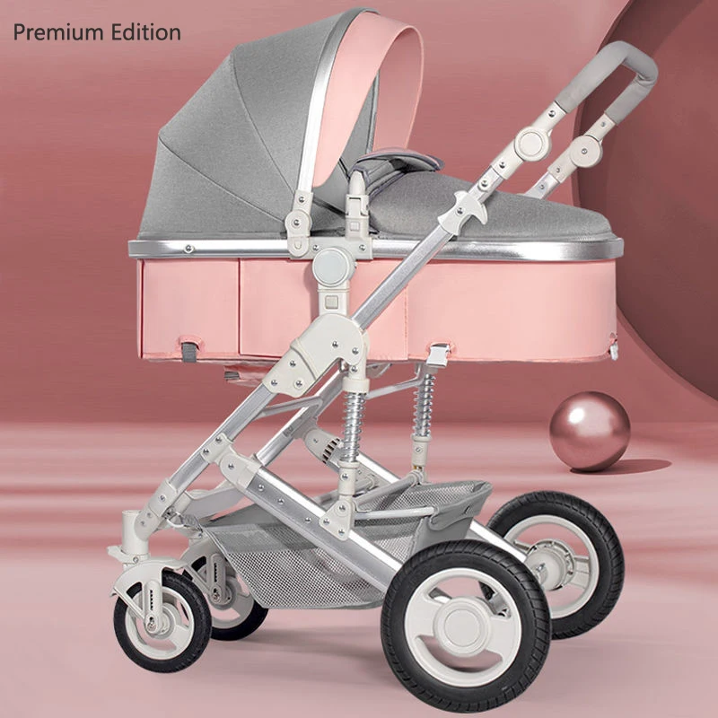 Poussette portable premium pour nouveauné landau de voyage design moderne suspension confortable matelas doux 