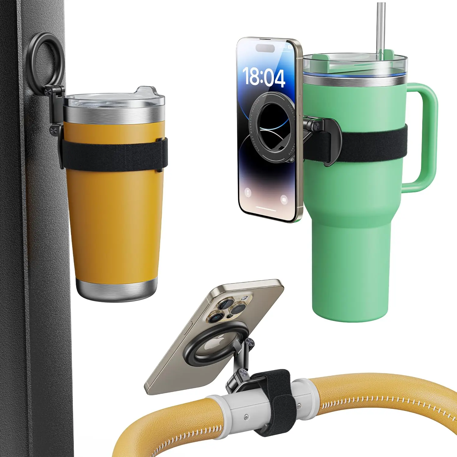 Support universel pour téléphone et bouteille d'eau compatible poussette bébé vélo et fitness