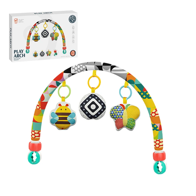 Arc de jeu pour bébé arche de développement sensoriel jouets suspendus en silicone multicolore jouet éducatif 