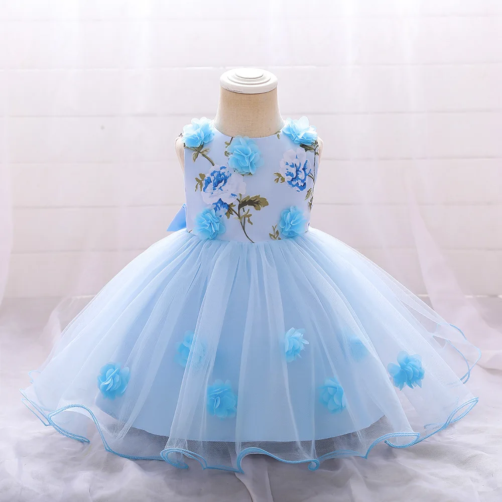 Robe princesse tulle fleurs sans manches pour filles mariage