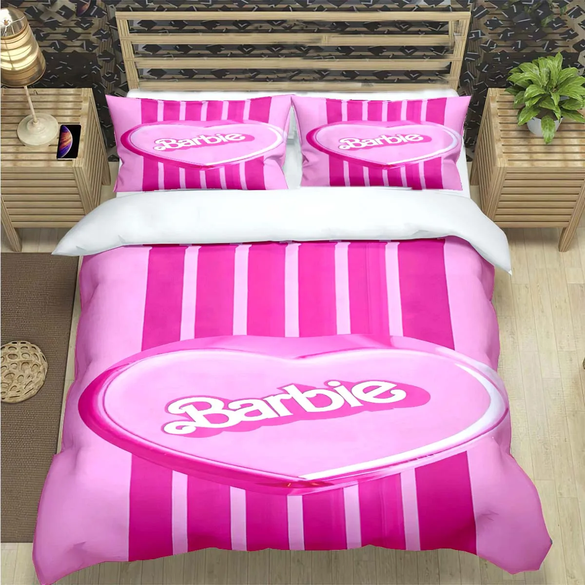 Ensemble literie Barbie design 3D personnalisé housse couette taies oreiller adolescent fille cadeau luxe