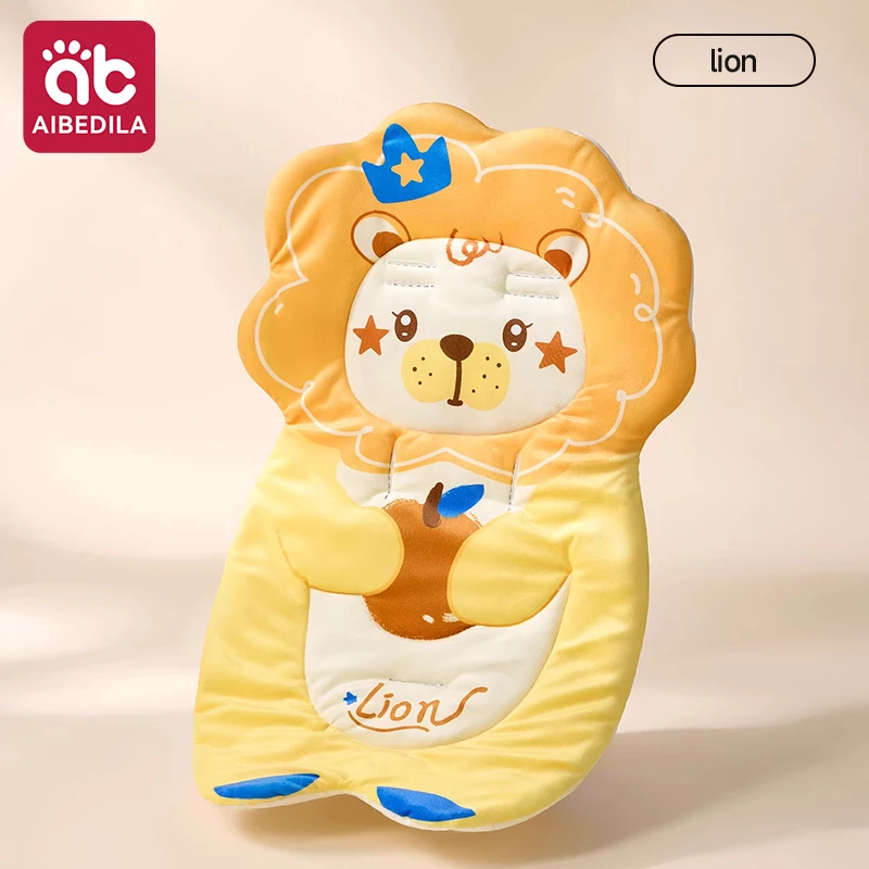 Coussin de poussette Lion en coton doux oreiller de tête accessoire de landau bébé 03 ans jaune confortable du