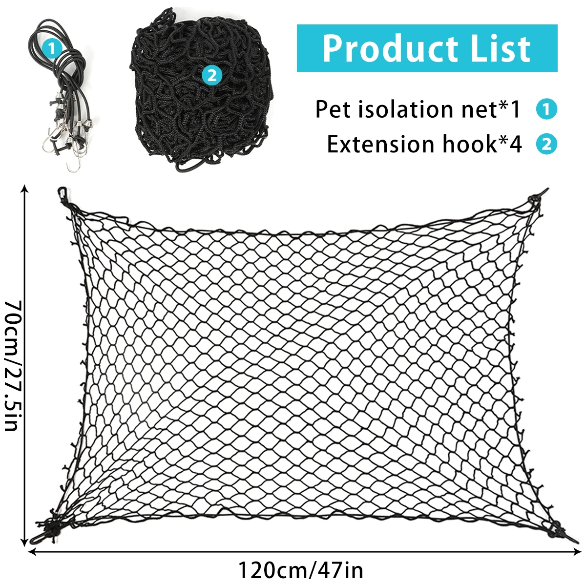 Filet de barrière voiture animaux de compagnie sécurité pour chien chat filet isolant crochets universels prat