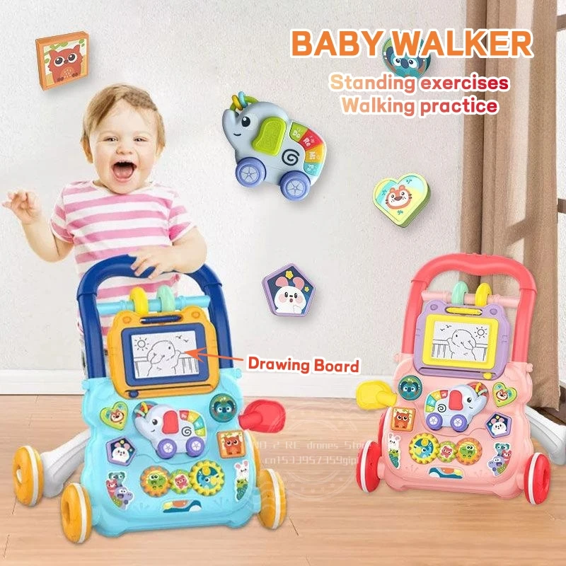 Trotteur bébé avec panneau dessin musical 615 mois apprentissage sur pied et marche jouet interactif coloré de