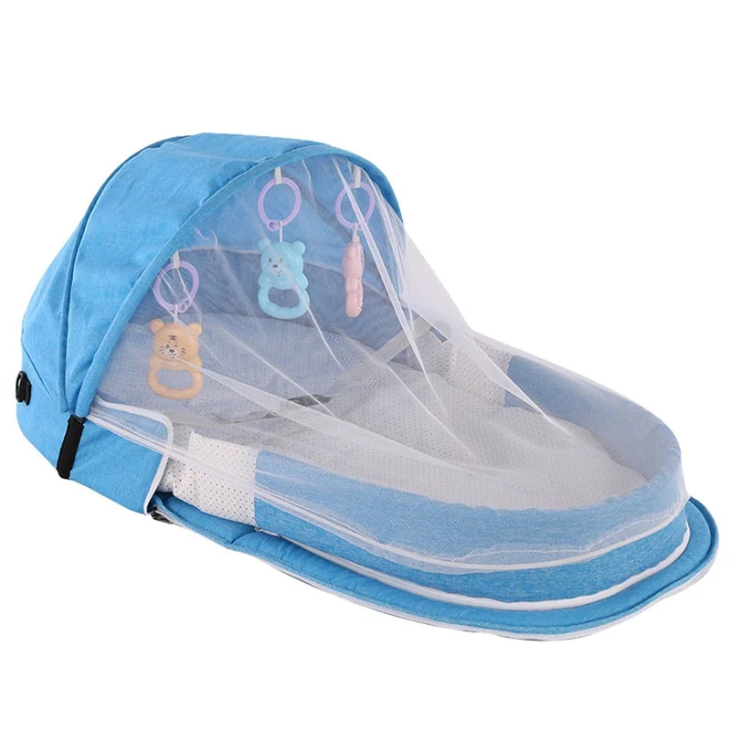 Berceau pliable portable avec filet antimoustiques et auvent pour