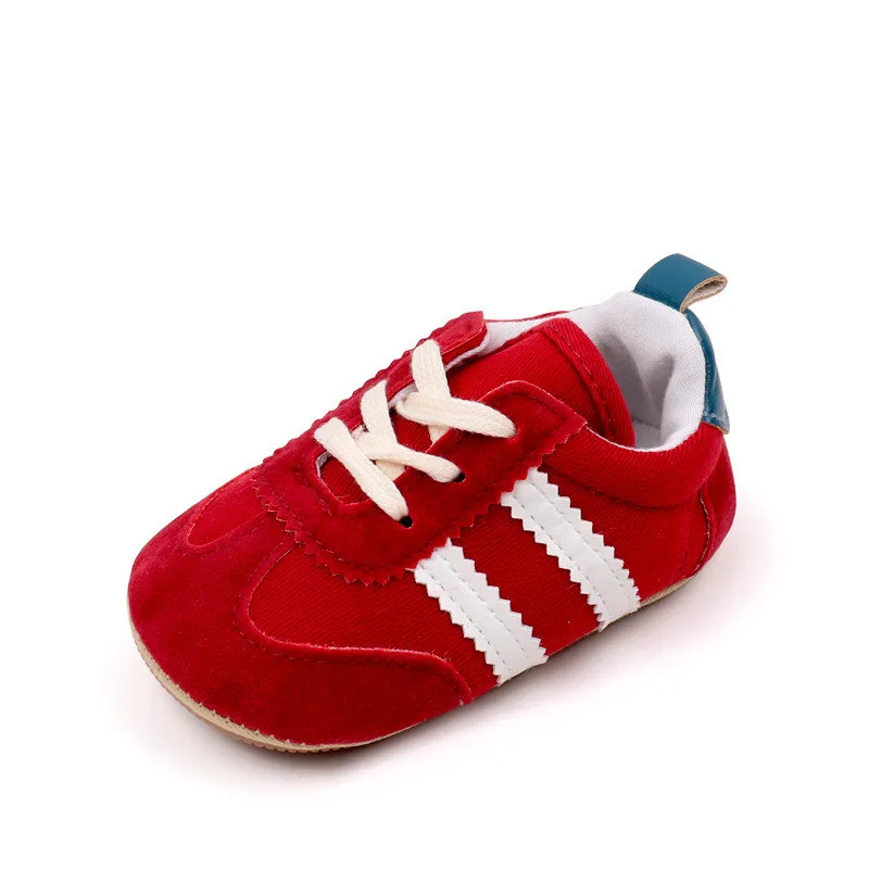 Chaussures de sport bébé sneakers unisex 01 ans cuir rouge semelle caoutchouc antiglissant style sportif print