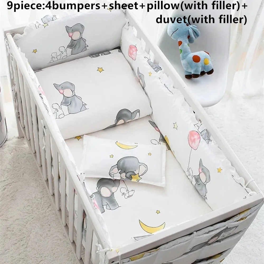 Parure de lit bébé fille garçon coton motif éléphant étoile 4 saisons