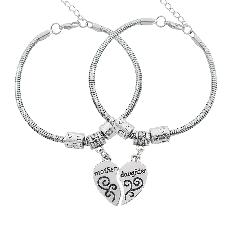 Bracelet d'épissure d'amour pour mère et fille, pendentif personnalisé à la mode, accessoires de bijoux, cadea