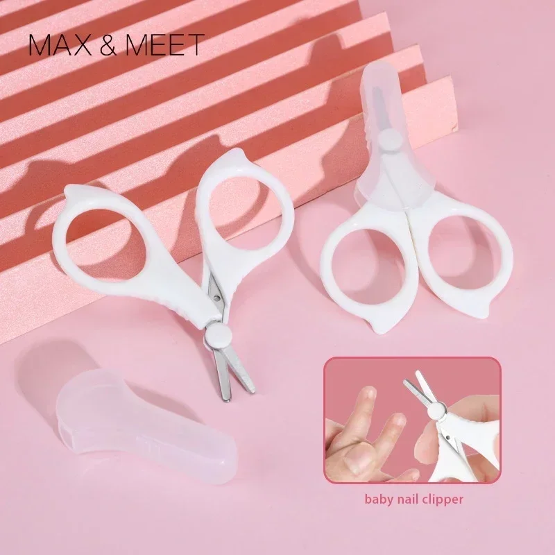 Ciseaux à ongles pour bébé sécurité ergonomiques design blanc rose
