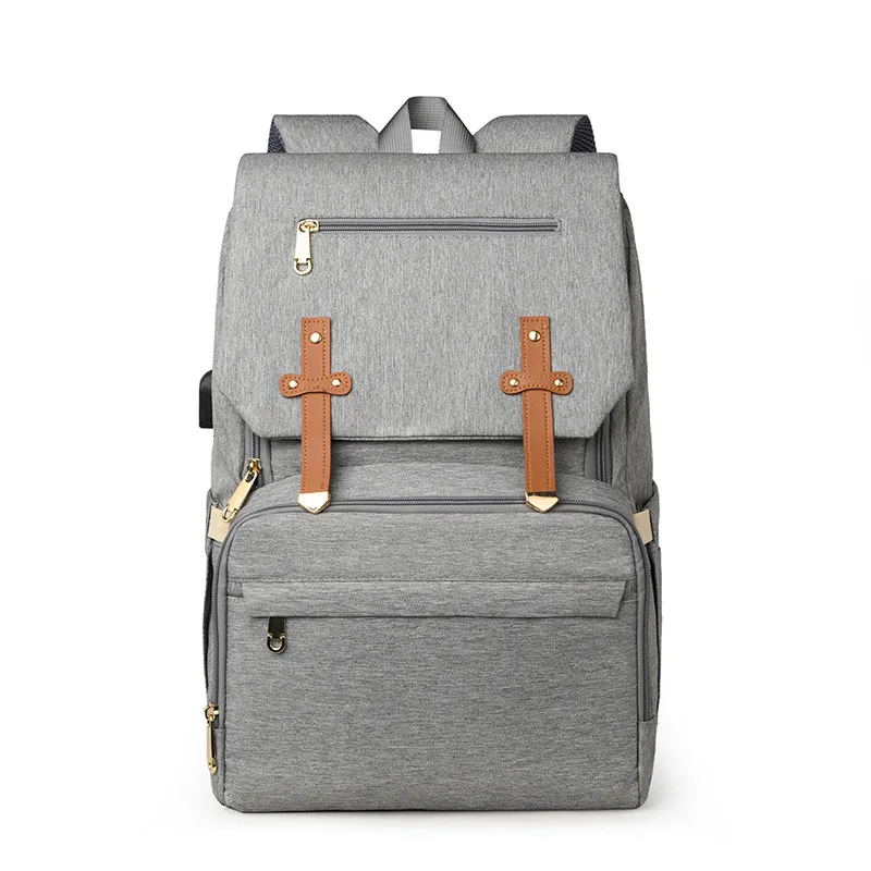 Sac de maman multifonctionnel avec coussin d'air sac à dos bébé grande capacité charge USB poussette accessoir