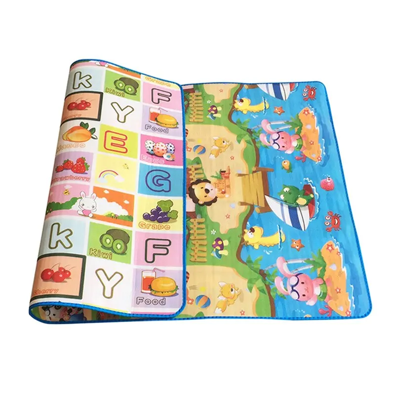 Tapis de jeu en polymère pour bébé jouet éducatif double face motifs colorés plage et lettres idéal pour crèch