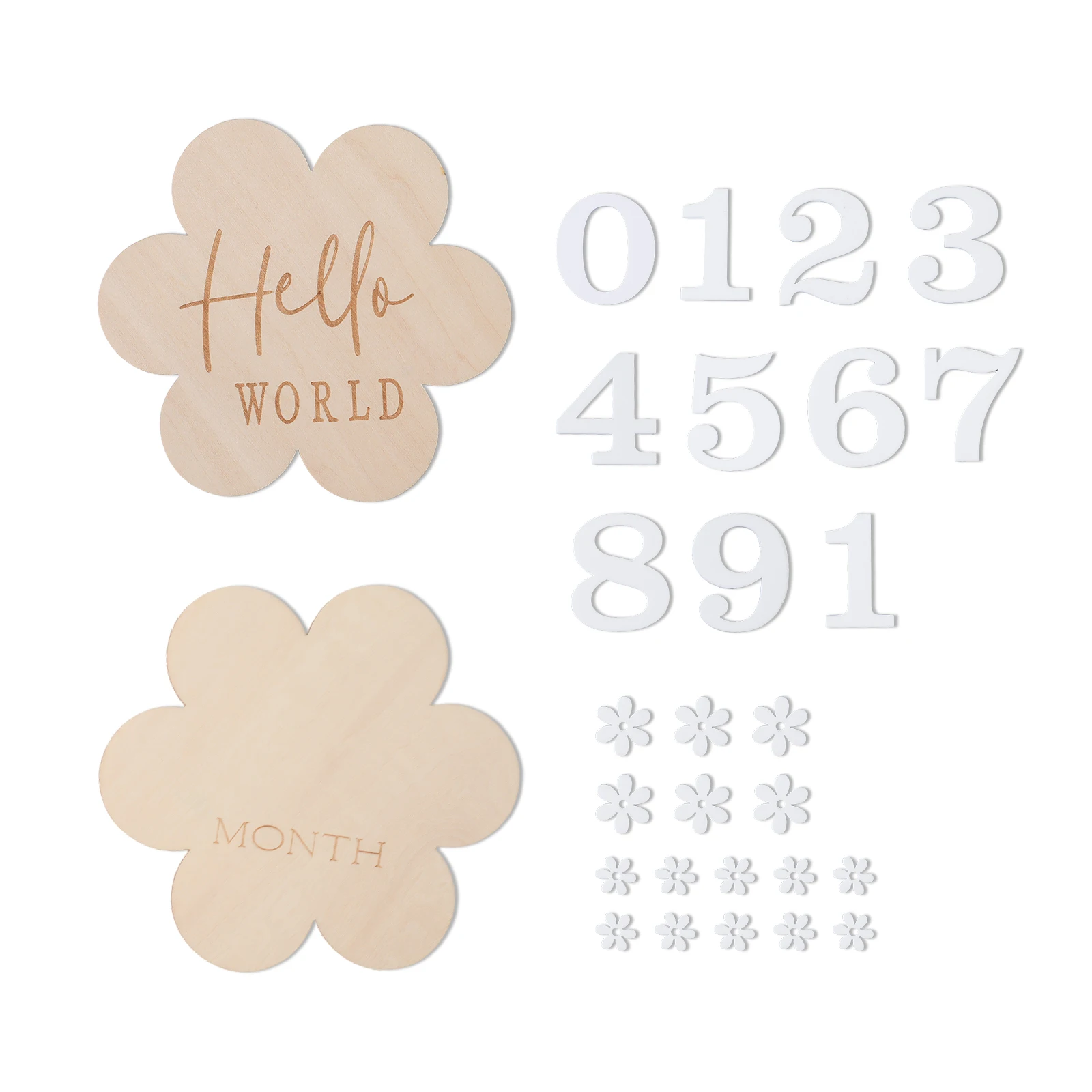 Ensemble de cartes de jalon du mois de bébé en bois floral photo bébé souvenir cadeau naissance accessoires ph