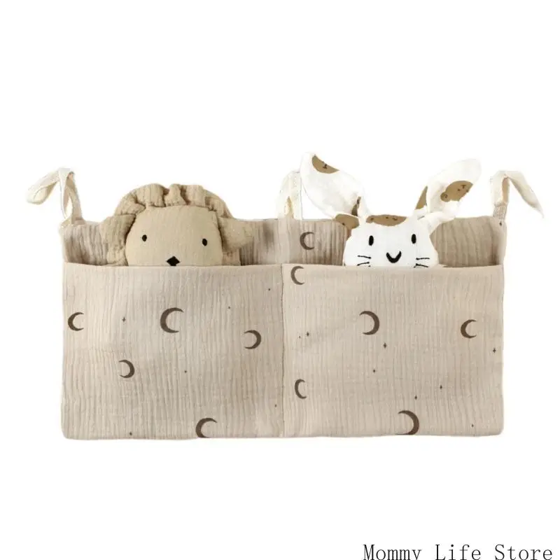 Organisateur de lit bébé rangements jouets couches Moon 2 poches polyester coton portable sécuritaire