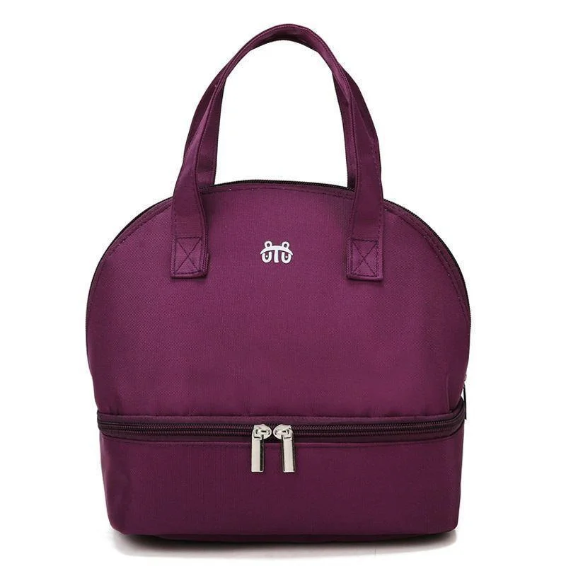 Sac à main isolant double couche pour maman couleur unie grande capacité voyage piquenique portable sacs pour