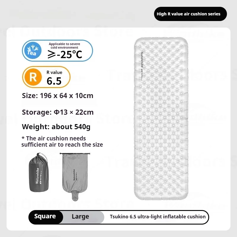 Naturehike Matelas Gonflable R6.5 Tapis d'Air Épais Ultraléger pour Camping Voyage Randonnée Tapis Résistant à