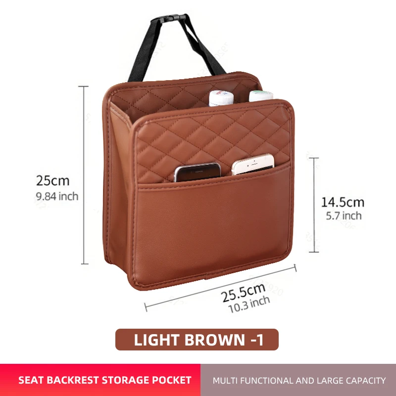 Organisateur de rangement voiture dos siège en simili cuir poches multifonctionnelles style matelassé facile à