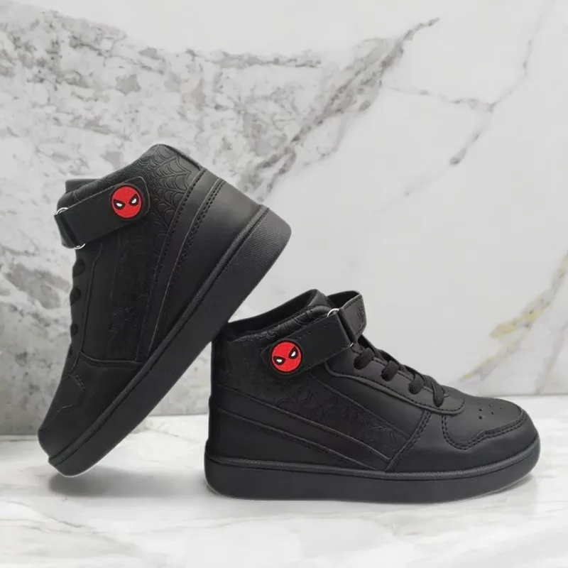 Chaussures SpiderMan garçons sneakers montantes cuir synthétique antiglissante logo toile d'araignée sécurité 