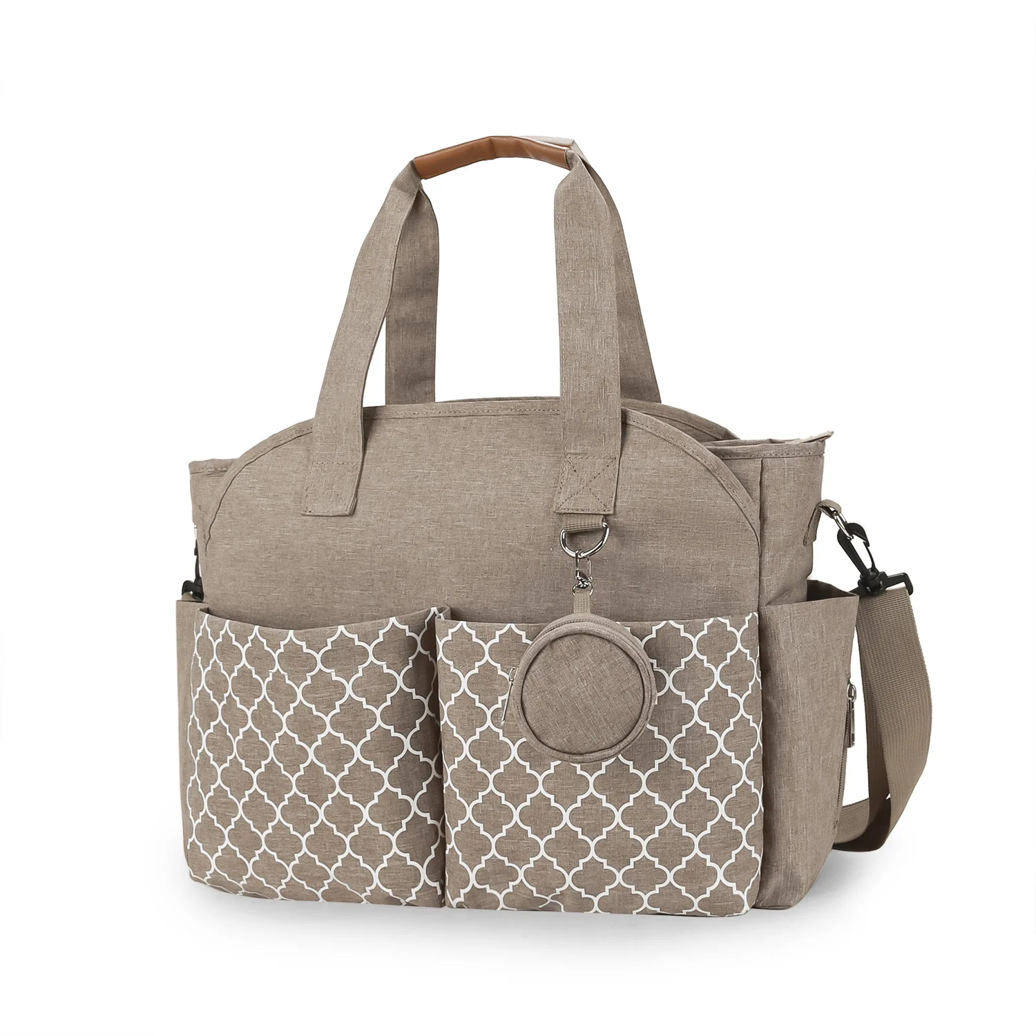 Sac à dos imprimé géométrique pour maman et bébé sacoche colonne vertébrale extérieure nouveauté Khaki