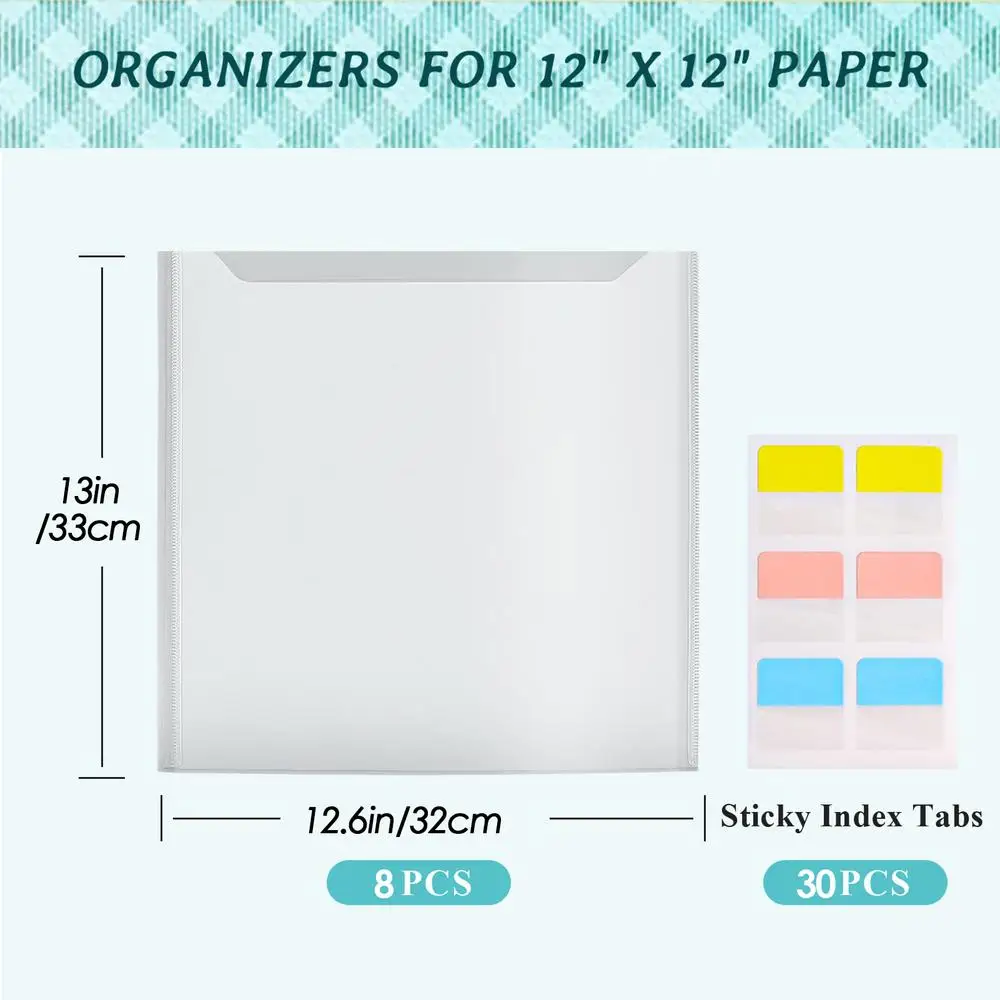 Organisateur transparent pour papier scrapbooking 12x12 30 onglets adhésifs rangement papier artistique style 