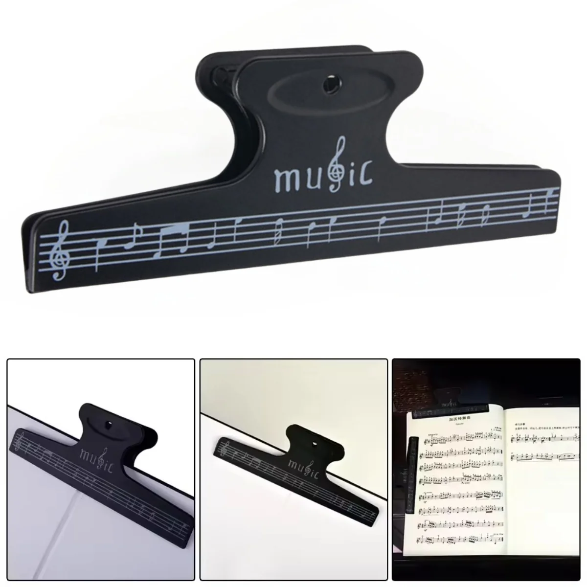 Portepartition musical compact ABS noir blanc notes design moderne