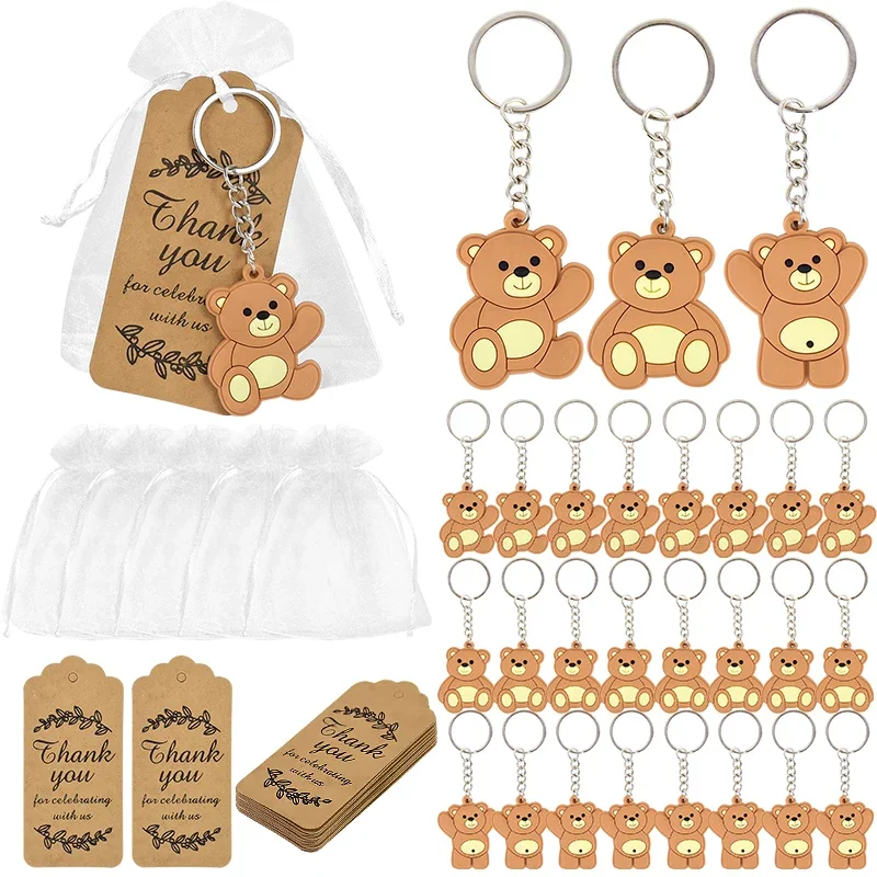 1030 ensembles sacs cadeaux organza pour bébé portclés ours étiquettes remerciement révélation sexe cadeaux fê