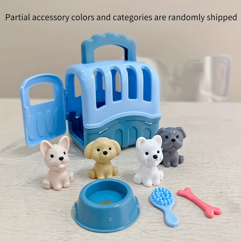 Jouets éducatifs pour enfants ensemble d'animaux de compagnie 8 pièces accessoires de soin idéal pour le jeu i
