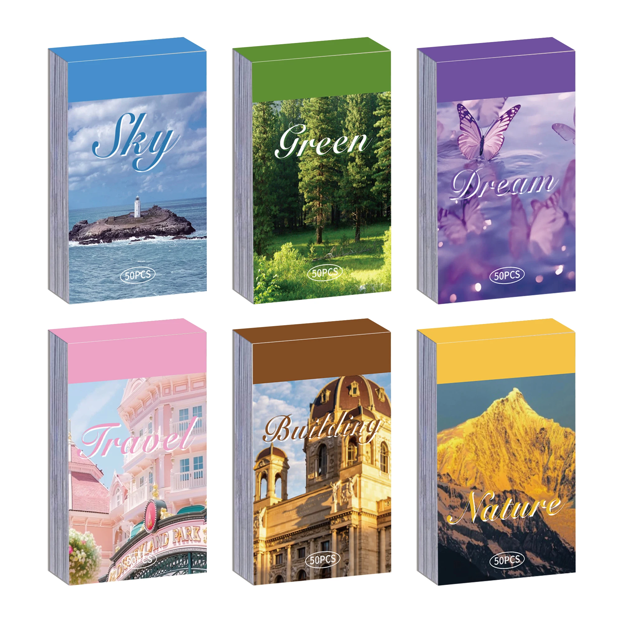 6 ensembles d'autocollants Washi artistiques Vintage nature voyage et rêve 50 autocollants par pack pour journ