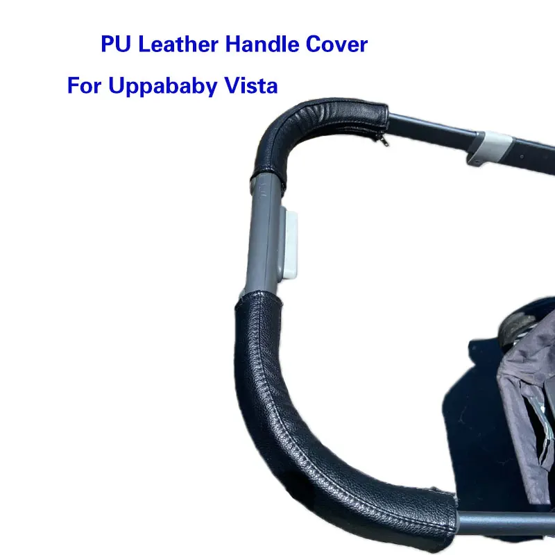 Housse de protection poignée poussette Uppababy Vista V1/V2 cuir synthétique PU noir élégant facile à installe