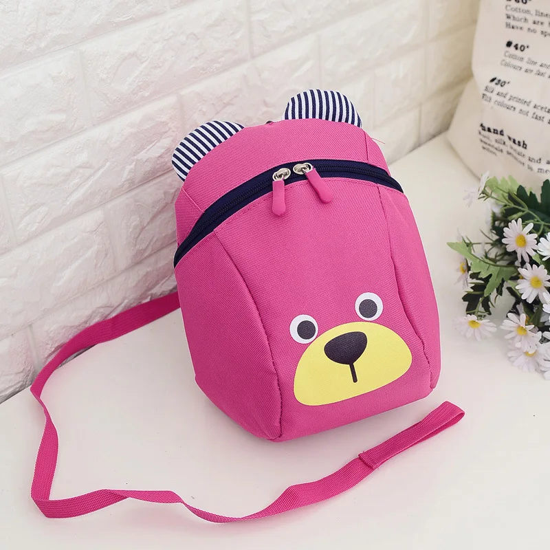 Sac à dos enfant mignon avec ours en peluche pour école et voyage Sac porté dos polyester durable rose red