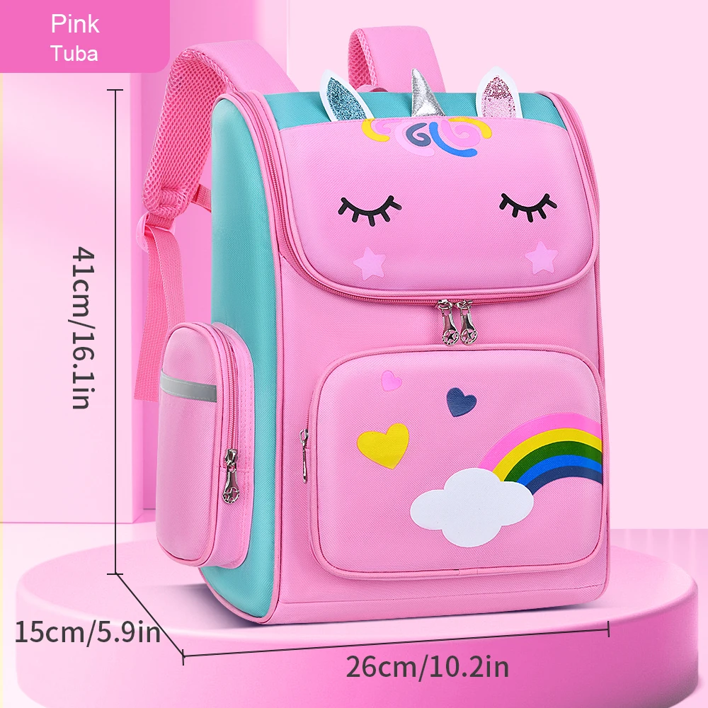 Sac à dos léger étanche pour filles design licorne compartiments multiples sac scolaire résistant 612 ans rose