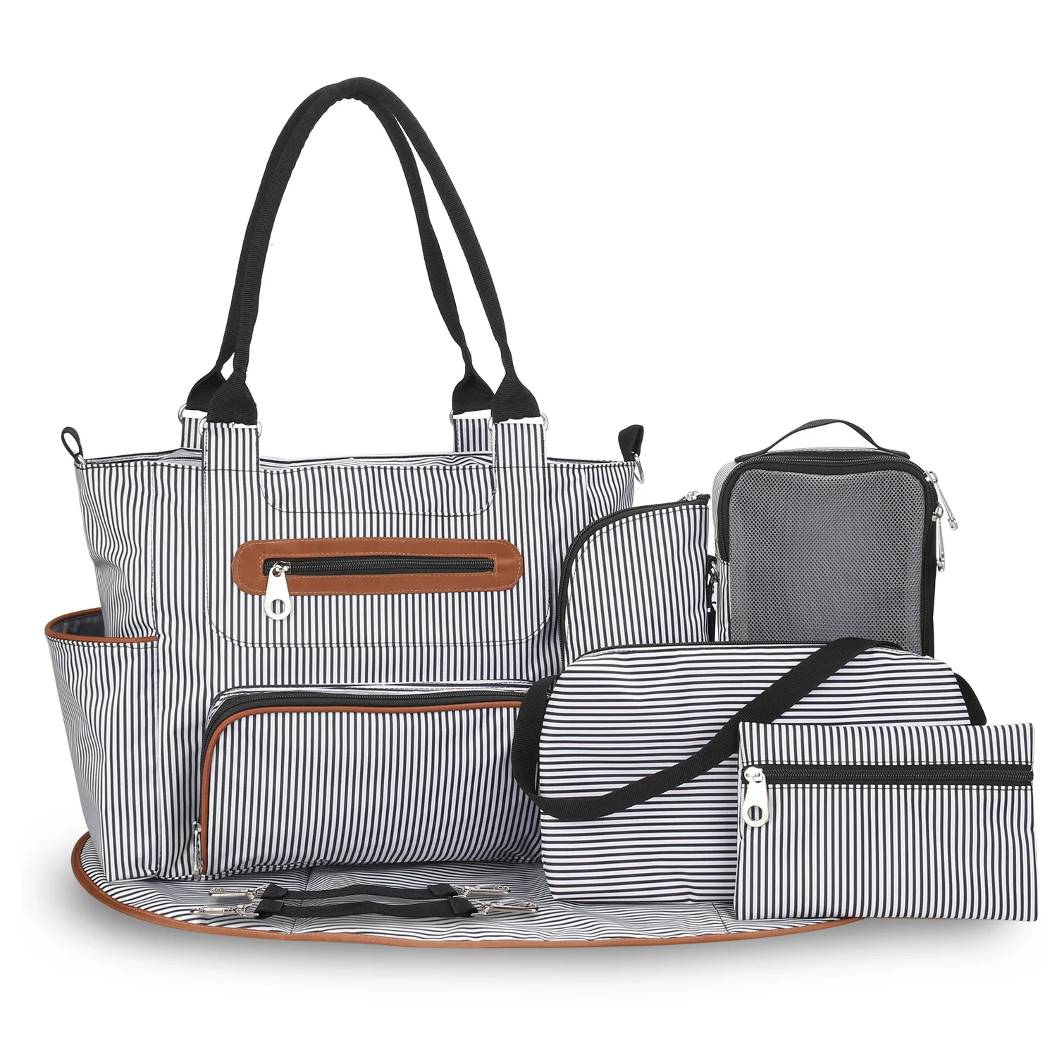 Ensemble de sacs à langer 7 pièces, fourre-tout multifonction pour maman, sac à langer pour bébé, sac à main à