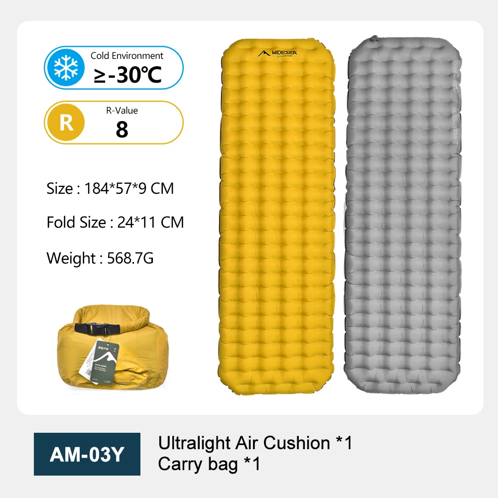 Wideser Matelas pneumatique camping ultraléger RValue 8.0 isolé résistant humidité Design moderne alvéolé comp
