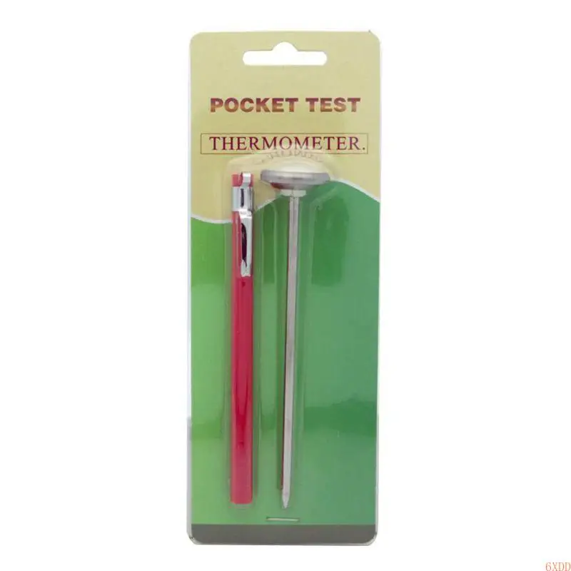 Thermomètre de poche analogique en métal rouge facile à transporter usage culinaire et jardinage qualité premi